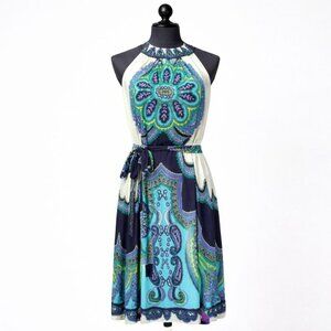 Donna Morgan Scarf Print Paisley Halter Dress 14W